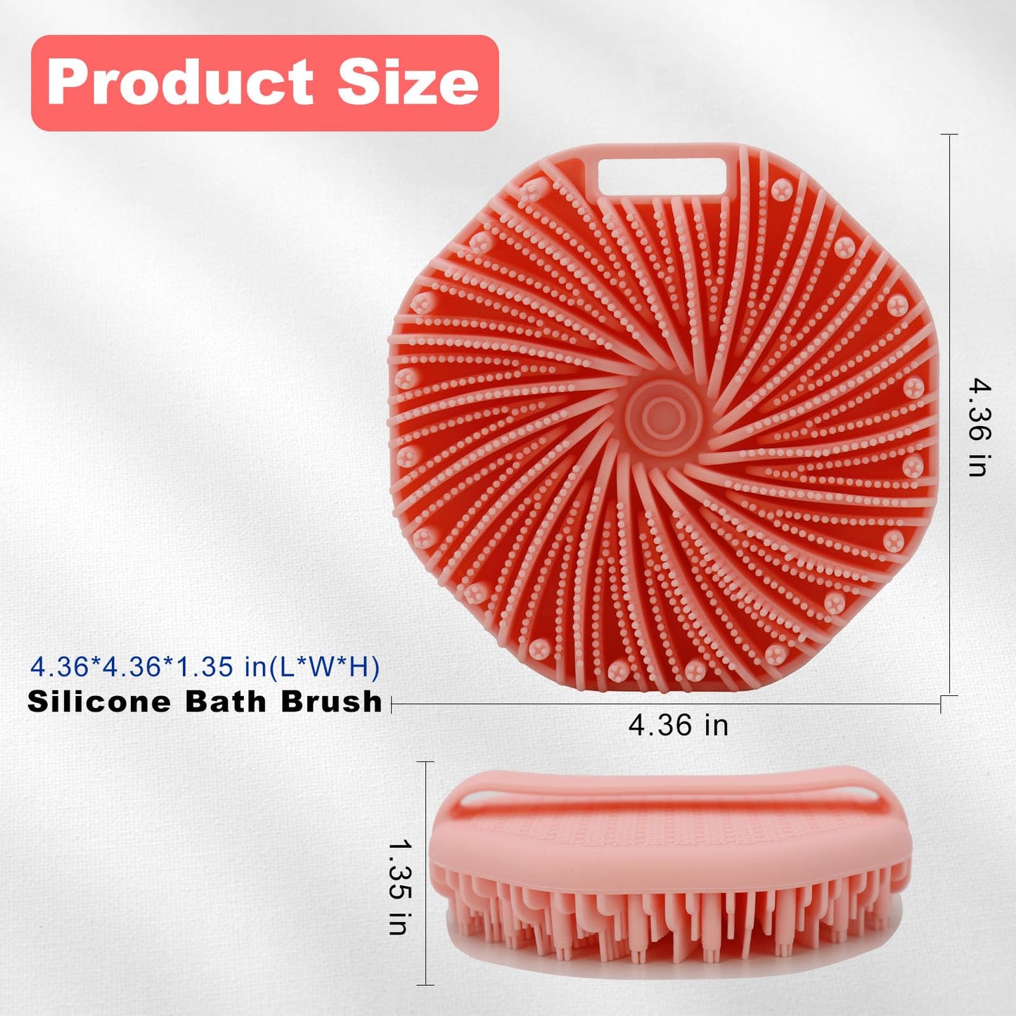 HAYSNA Silicone Body Scrubber, Exfoliating Body Scrubber for All Skin Types, Handheld Shower Brush with Rich Lathering and Easy Cleaning (Pink)
