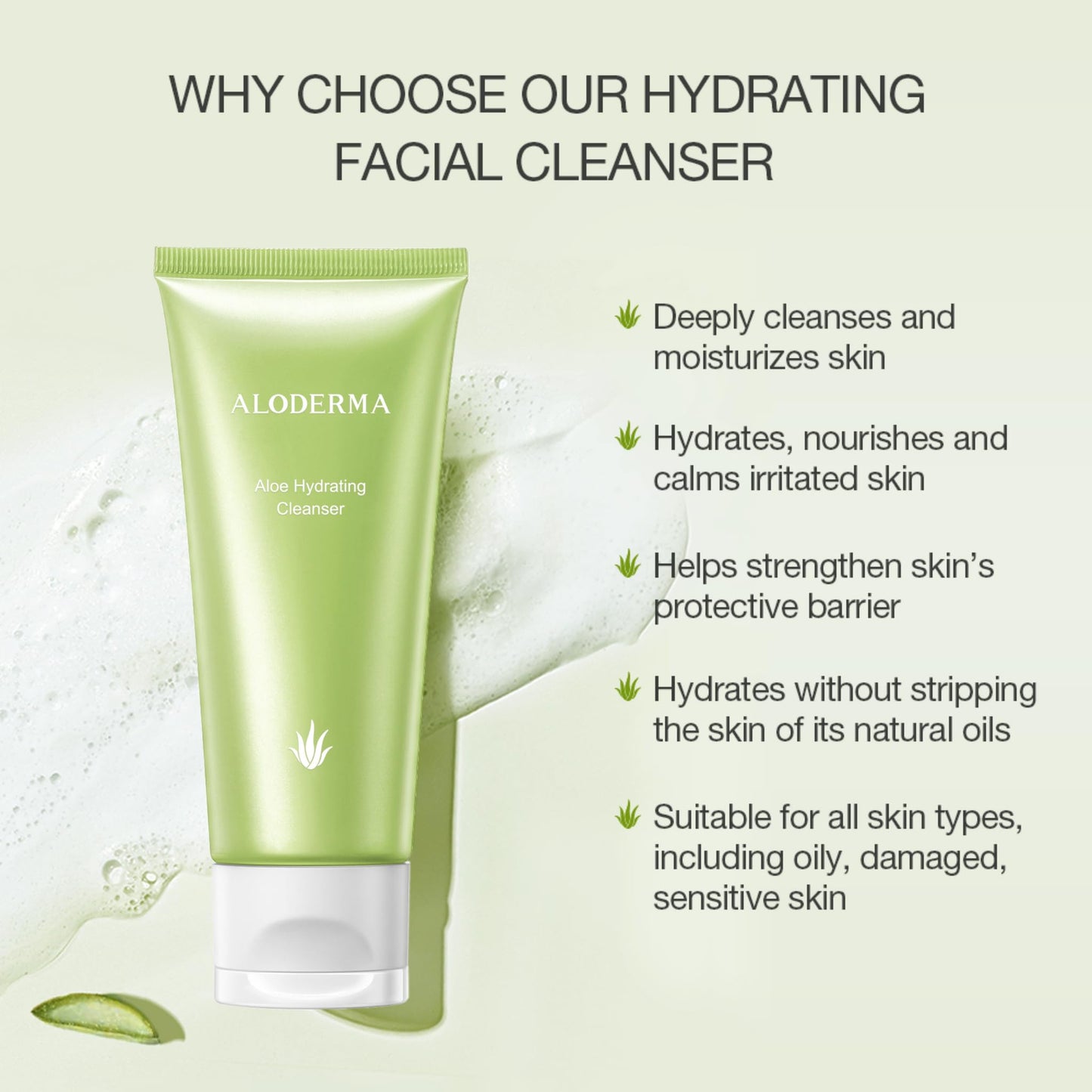 Aloderma Signature Aloe Hydrating Set - 5 Pieces - Aloe Vera Gel, Cleanser, Toner, Serum, Cream