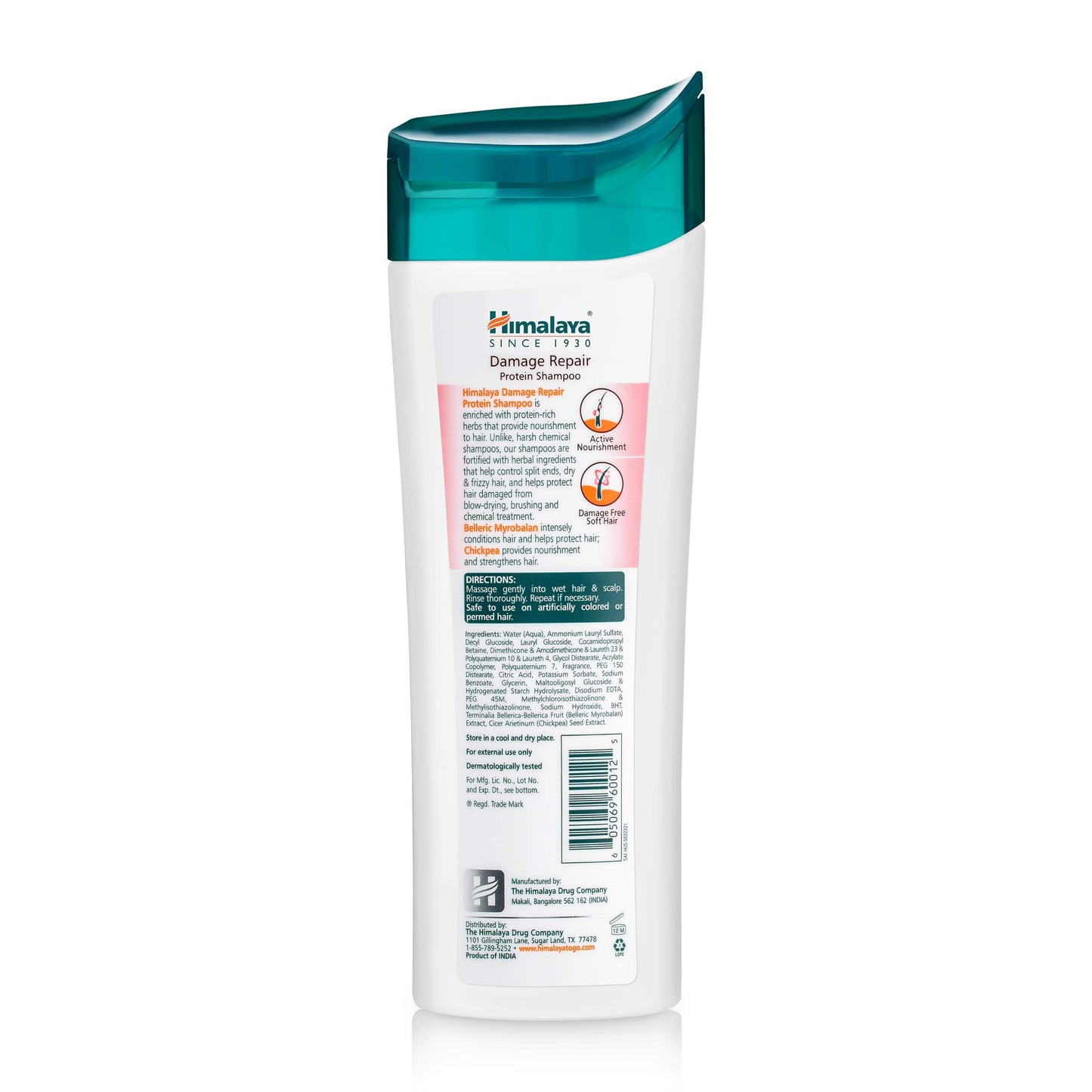 Himalaya Damage Repair Protein Shampoo, 2 Pack (13.53 Fl Oz / 400ml each) for Dry, Frizzy Hair, Repairs and Protects from Damage, Aloe Vera, Sesame Oil, Moisturizing, Unisex