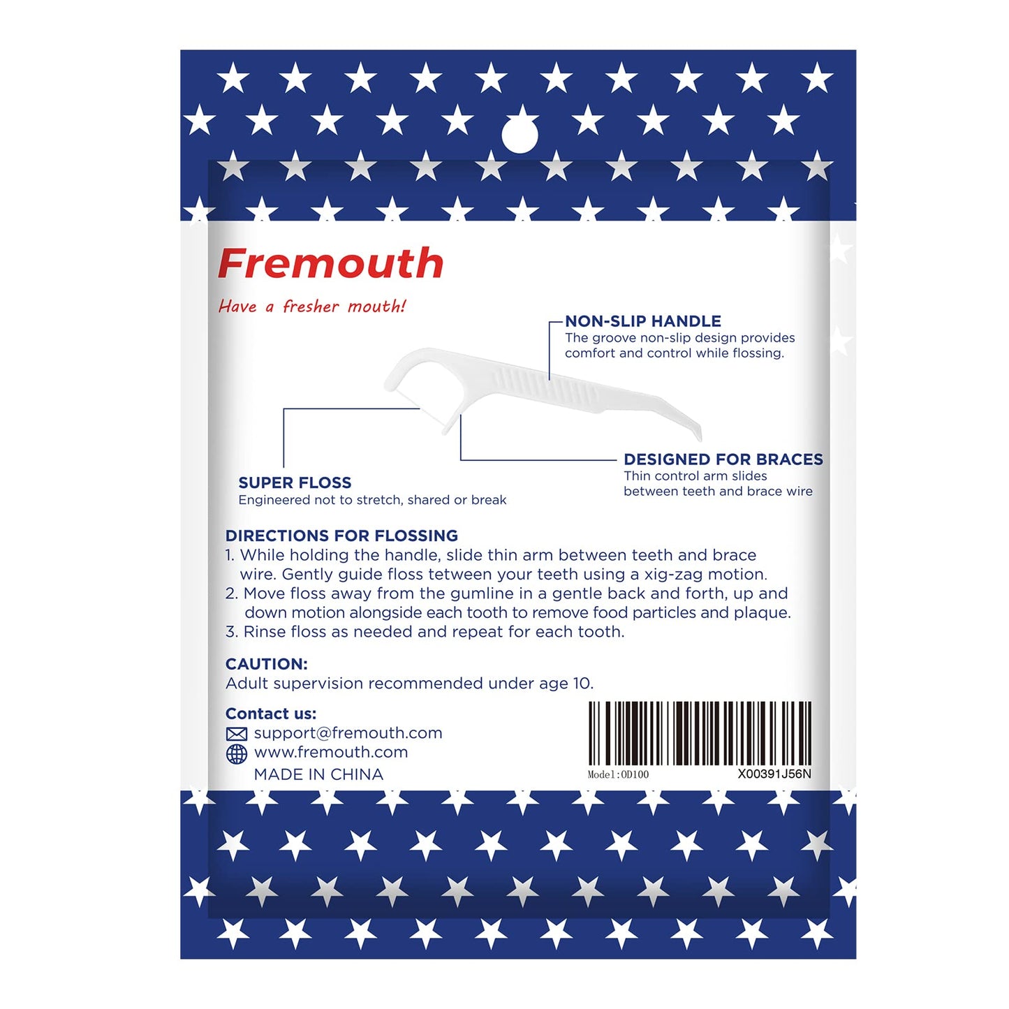 Fremouth Orthodontic Flossers for Braces - Ortho Dental Floss Picks, 100 Count (Pack of 3), with a Travel Case