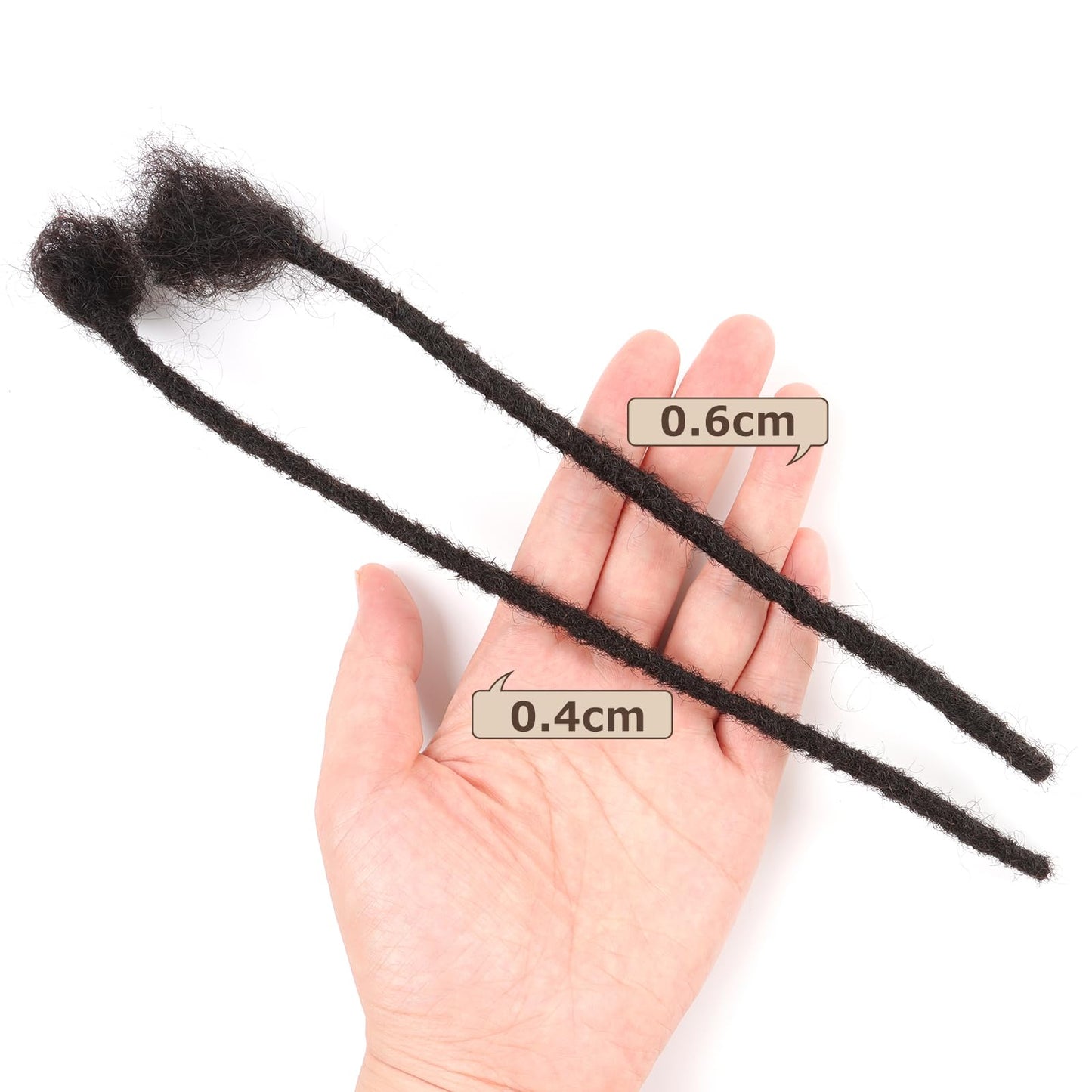 IIFLYDSFA 0.4cm Thickness Real Human Hair Dreadlock Extensions for Men/Women 8 Inch 20 Strands Full Handmade Permanent Locs Extensions Human Hair Can Be Dyed and Bleached