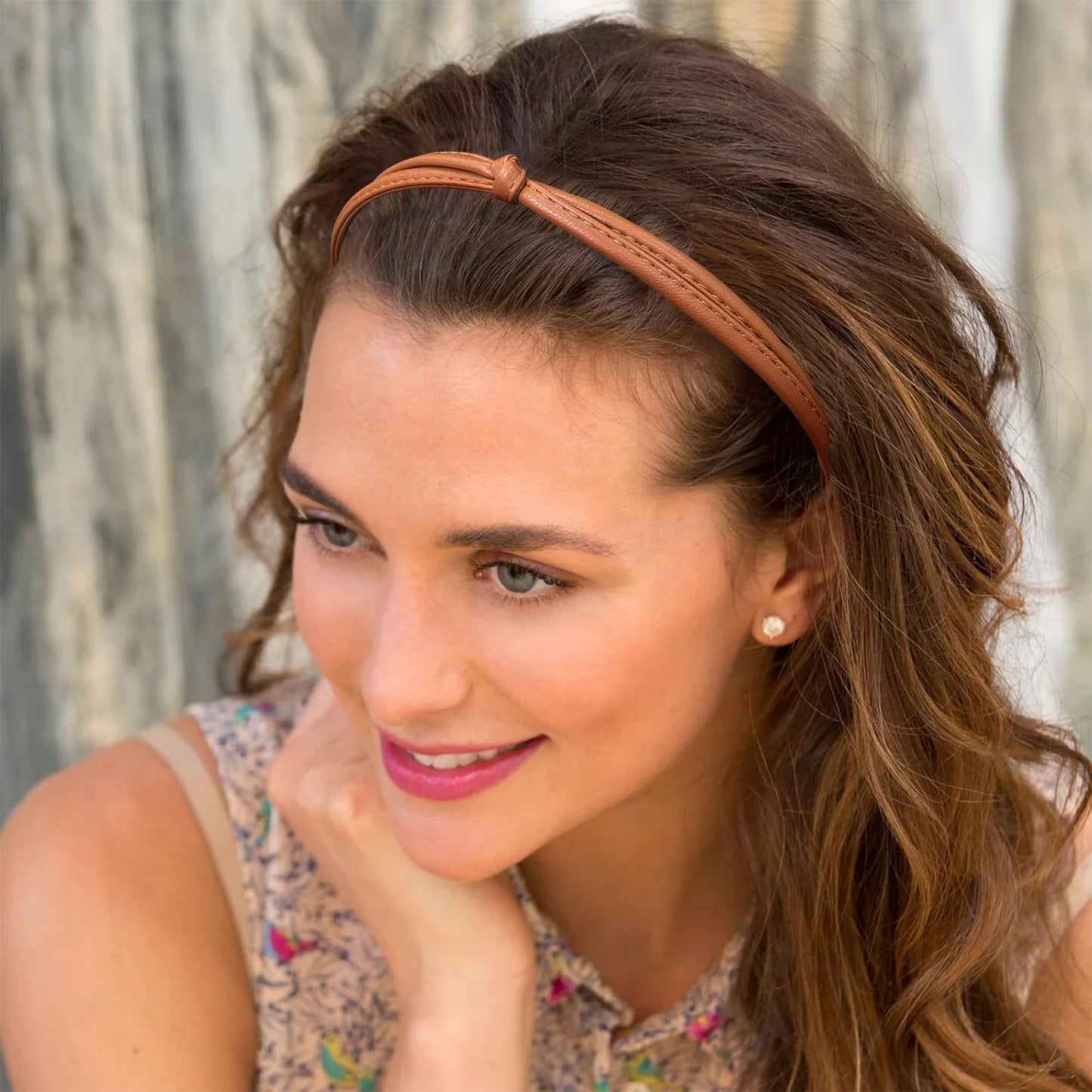 Bmobuo Headbands 5Pcs Thin Leather Hair Bands for Women Knotted Headband for Women's Hair Cute Fashion Accessories, Black Brown White Khaki Orange Dark Brown