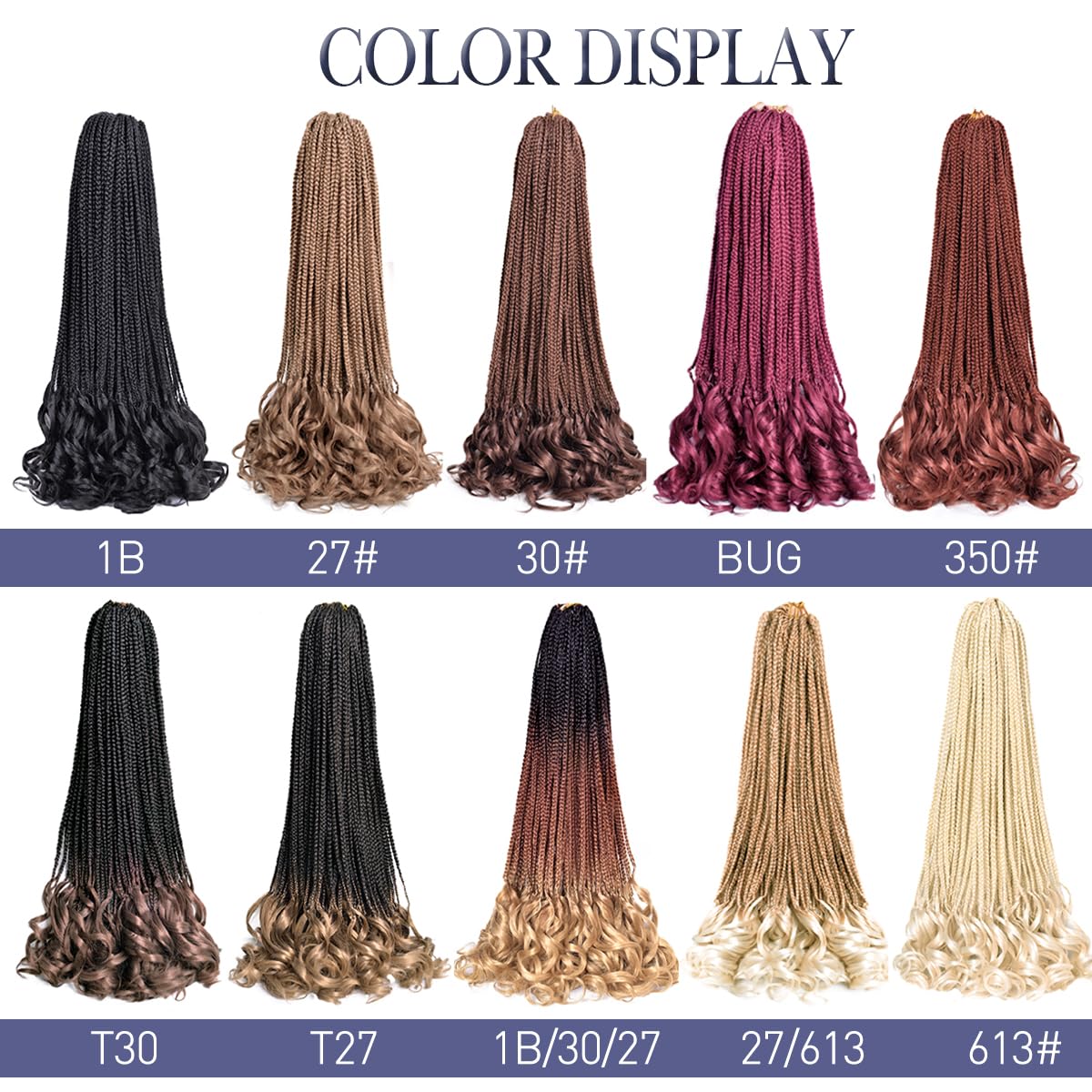French Curly Crochet Braids Hair 8pack Loose Wavy Pre Stretched 27# Synthetic Spiral Curly Crochet Braids 24Inch Synthetic French Curly box braids Hair With Curly Ends (24 Inch,8 Packs,27#)