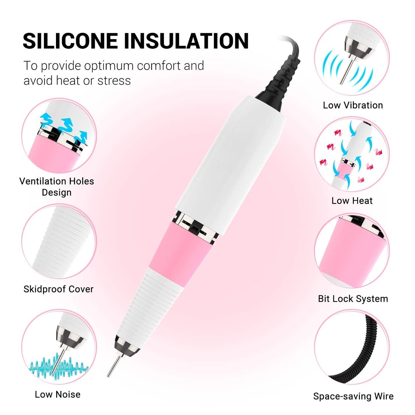 MelodySusie Rechargeable Portable Nail Drills with Professional Tornado Nail Drill Bits