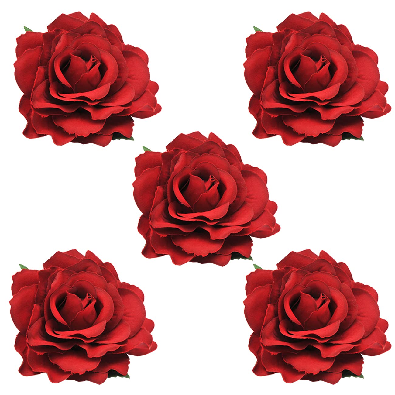 DRESHOW 5 Pcs Rose Hair Clip Flower Bridal Hair Pins Rose Brooch Floral Clips Head Ornament Wedding Hair Accessories Flamenco Dancer Hair Clip for Women Girls