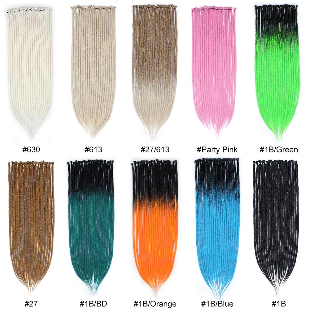 Kraler 24 inch 40 Strands Thick Dreadlock Extensions, SE Ombre Blue Crochet Dreadls Extensions of Synthetic Hair 1cm Width Hip Hop Style Dreadlock for Girls