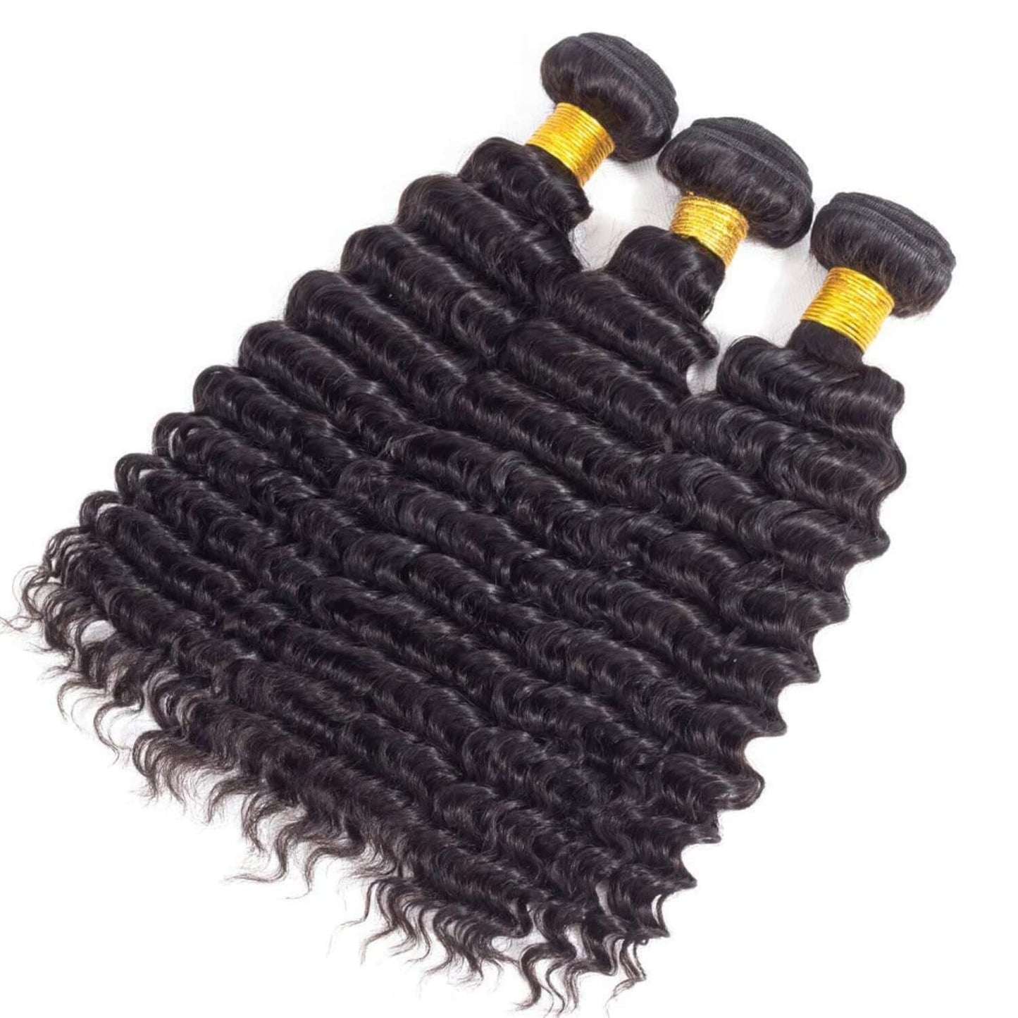 Deep Wave Human Hair Bundles 10A Brazilian Virgin Human Hair Bundles 20 22 24 Inch Wet and Wavy Curly Bundles Human Hair Extensions for Black Women Natural Color