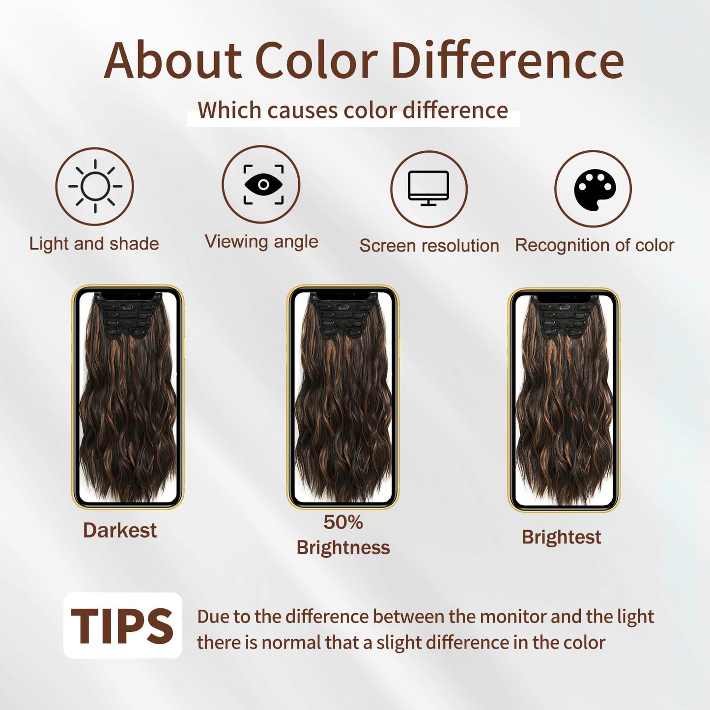 Flvaco Clip In Synthetic Hair Extensions 6PCS 20 Inch Wavy Long highlights Brown Hair Extensions Thick Clip Ins Hairpieces Double Weft Full Head For Women Extension(230G,Auburn Chestnut)