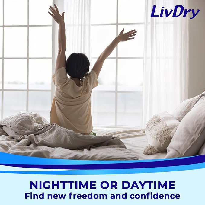 LivDry Adult XXL Incontinence Underwear, Overnight Comfort Absorbency, Leak Protection, XX-Large, 12-Pack