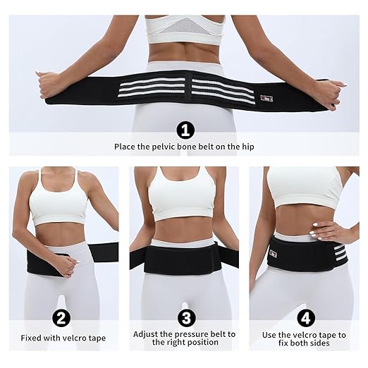 Sacroiliac SI Joint Hip Belt for Women Men-Alleviate Sciatica|Pelvic|Back|Lower Back Support, Pelvic Support Belt, Adjustable Lumbar Pain Relief, Trochanter Belt, Black, S(Hip Size 25-40")