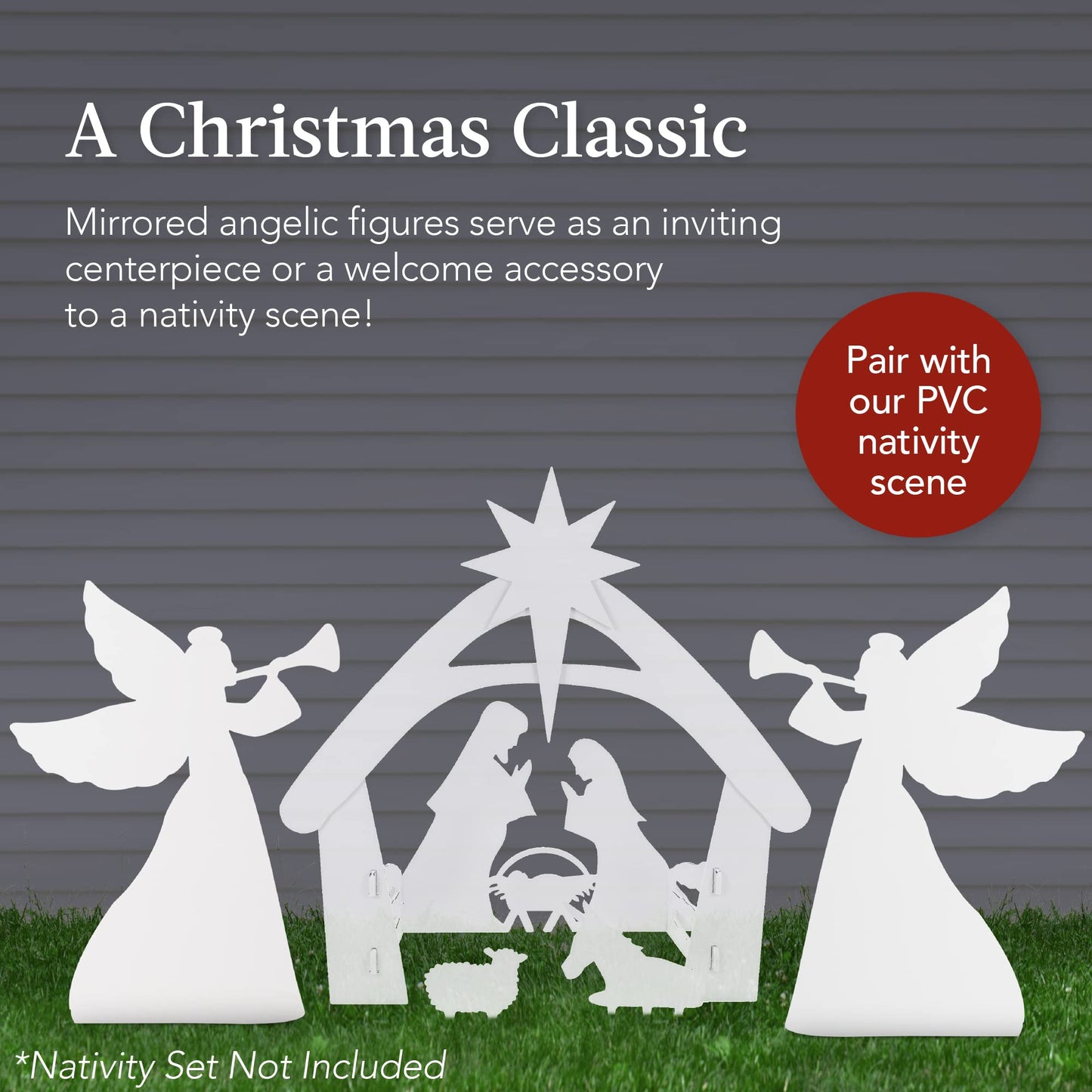 Best Choice Products 3ft Set of 2 Outdoor Christmas Angel Yard Decorations, Weather-Resistant PVC Décor for Lawn, Garden, Display w/ 4 Ground Stakes