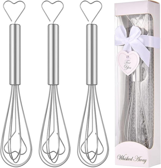 30Pcs Heart Shaped Egg Beater Stainless Steel Mini Manual Eggs Whisk Bulk with Individual Package, Wedding Bridal Engagement Party Return Gift Baby Shower Favors Souvenirs for Guests