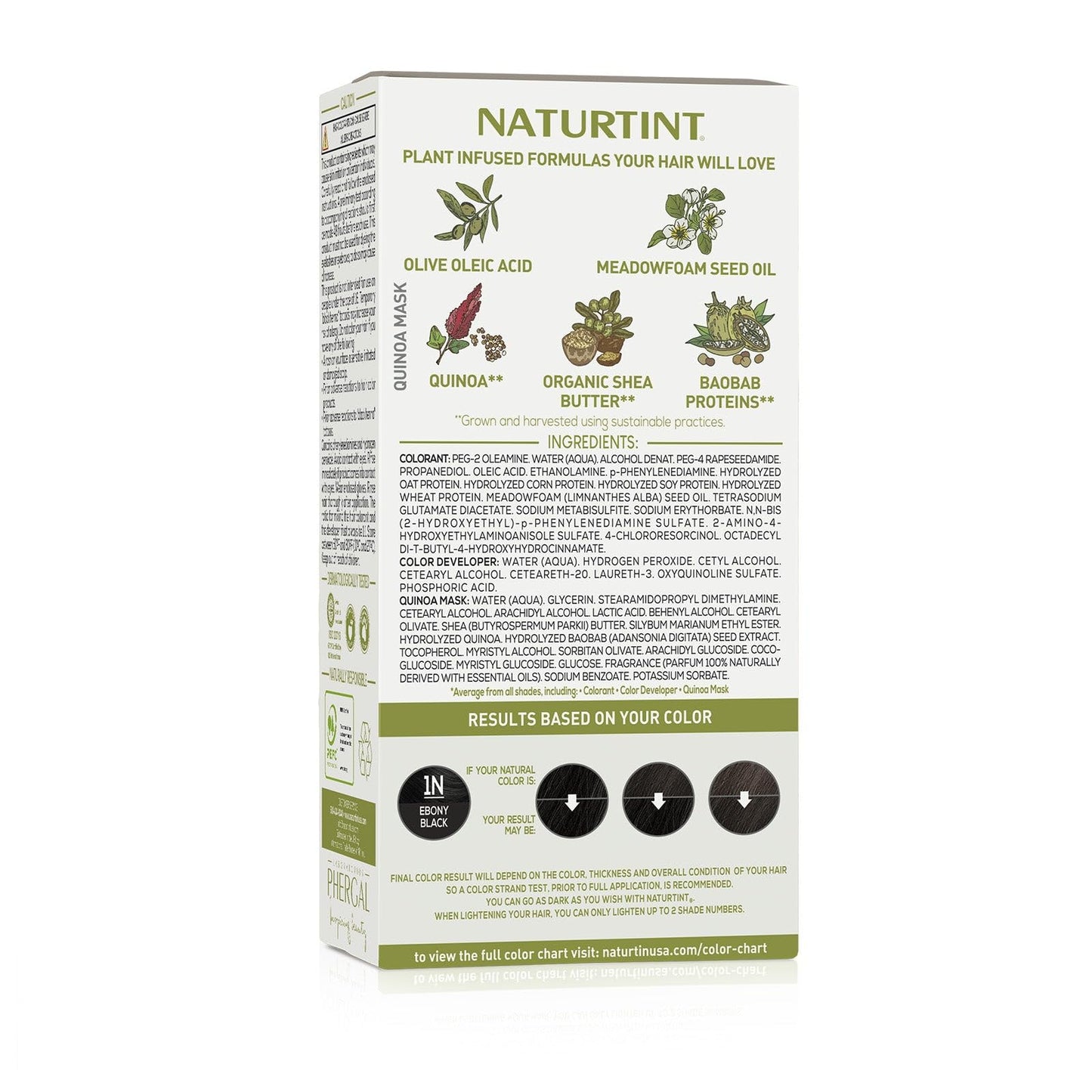Naturtint 1N Ebony Black Permanent Hair Color (Pack of 1), Ammonia Free, Vegan, Cruelty Free, up to 100% Gray Coverage, Long Lasting Results (Packaging may vary)