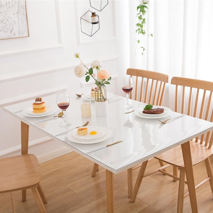 44 x 72 Inch Clear Table Cover Protector, Clear Table Protector for Dining Room Table, 1.5mm Plastic Table Cover, Waterproof Table Pad for Kitchen, Office