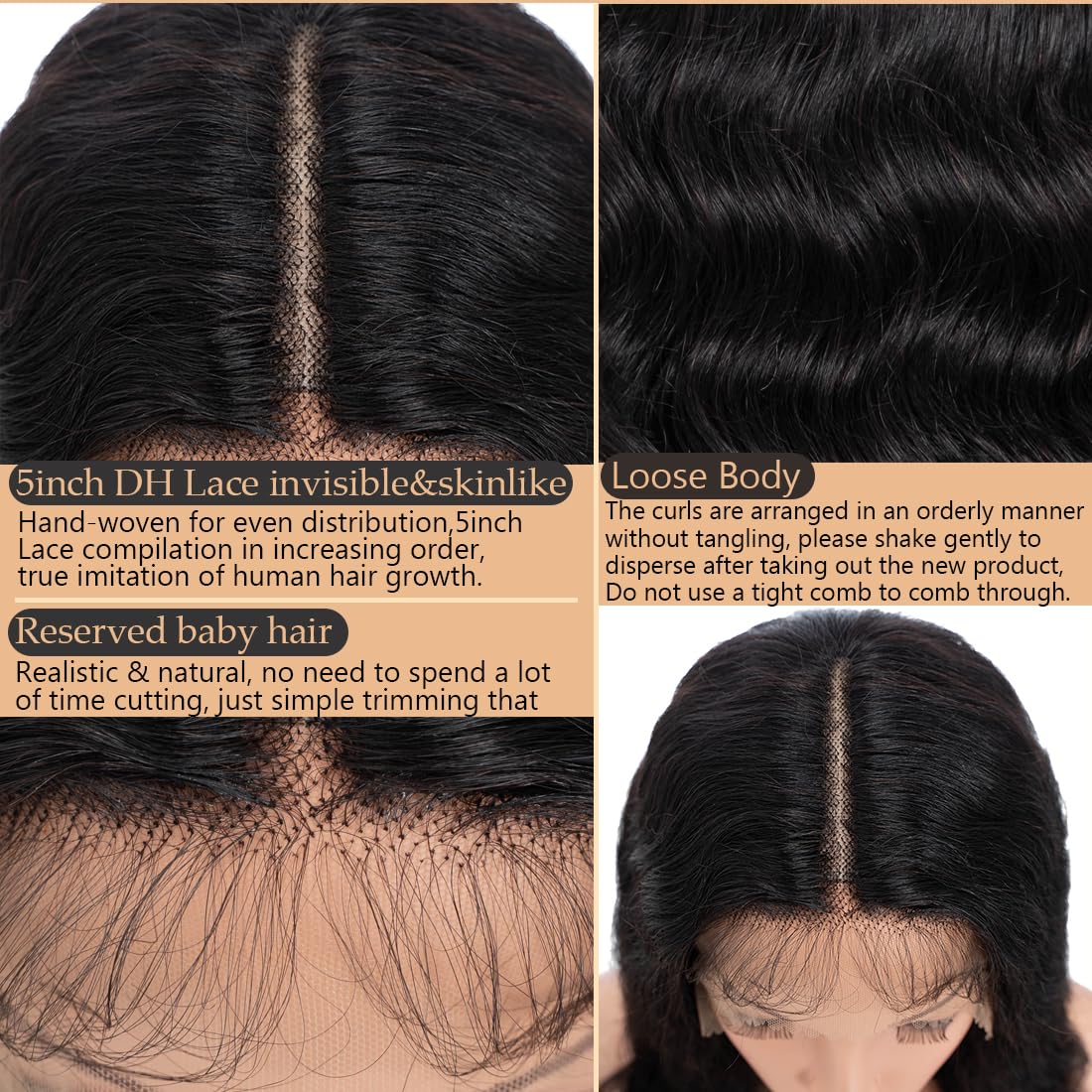 N BLE STAR Lace Front Wigs Human Hair Loose Body 13x5x1 Lace Frontal Human Hair Wigs for Women 18inch 150% Density Glueless Brazilian Body Wave Real Human Hair Wig with Baby Hair Pre Plucked