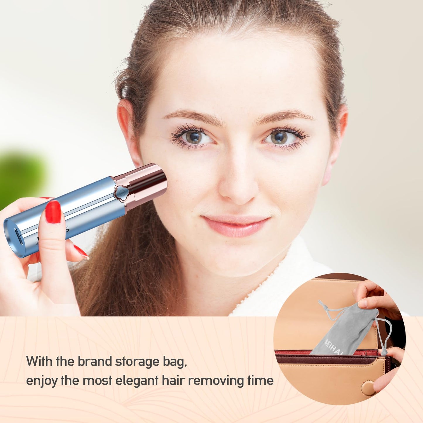 Hair Removal Device(2023), Facial Hair Removal for Women, Rechargeable Hair Remover for Women, Facial Hair Remover for Face, Upper Lip, Chin, Included 2 x Replacement Heads