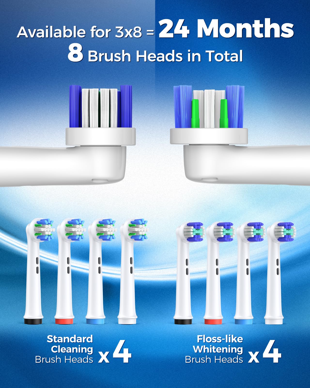 TEETHEORY Rotating Electric Toothbrush for Adults with 8 Brush Heads (2 Types), 4 Modes Deep Clean Electric Toothbrush with Rechargeable Power and 2 Min Smart Timer (6-Green, p1)