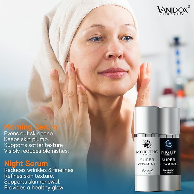 Super Vitamin C Serum for Women Over 70, All-In-One Formula, Made in USA, Hydrates, Firms, Lifts, and Targets Wrinkles, Age Spots, and Fine Lines, Vitamin C Serum (1fl oz x 2)