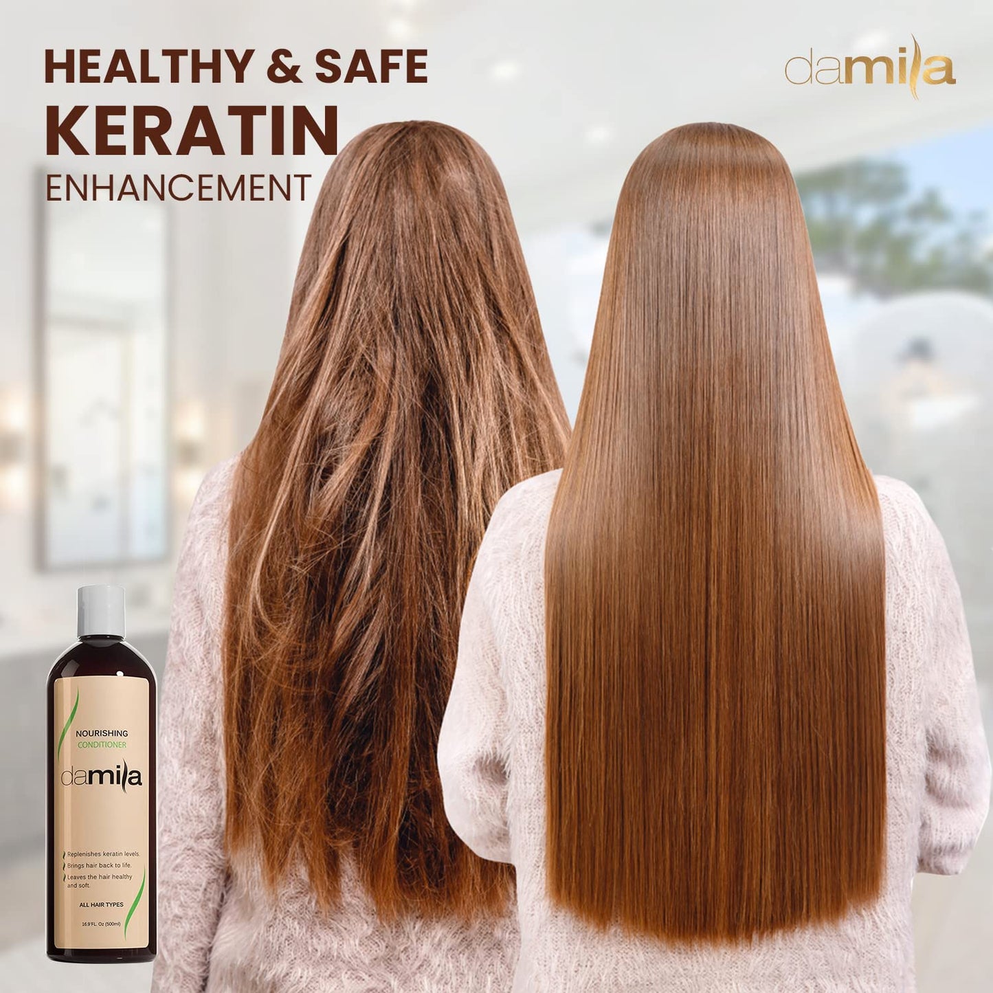damila Nourishing Conditioner with Keratin & Aloe Vera - Perfect for Damaged, Frizzy, Curly, or Dry Hair (4.0 Fl Oz)