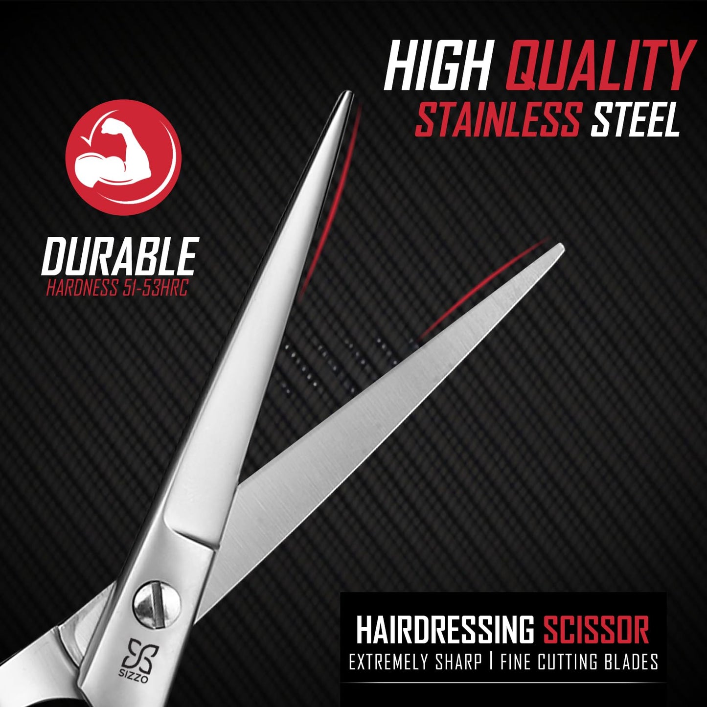 Hair Cutting Scissors 6.5" Barber Scissor, Ideal for Professional Barber, Men, Women, and Hair Stylist Trimming Kit for Haircutting Best Shears for Hair Cut by SIZZO