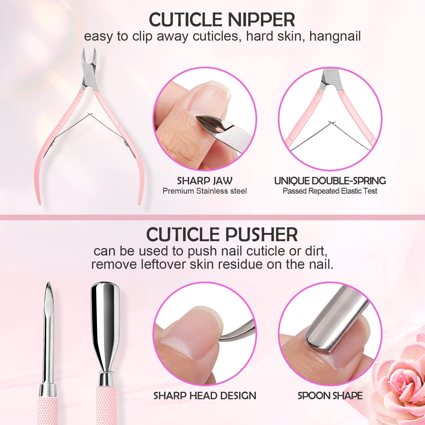 Makartt Rechargeable Nail Drill 30000RPM Portable Electric Bundle with Nail File and Buffer, Pink Basic Nail Prep Kit with Cuticle Trimmer