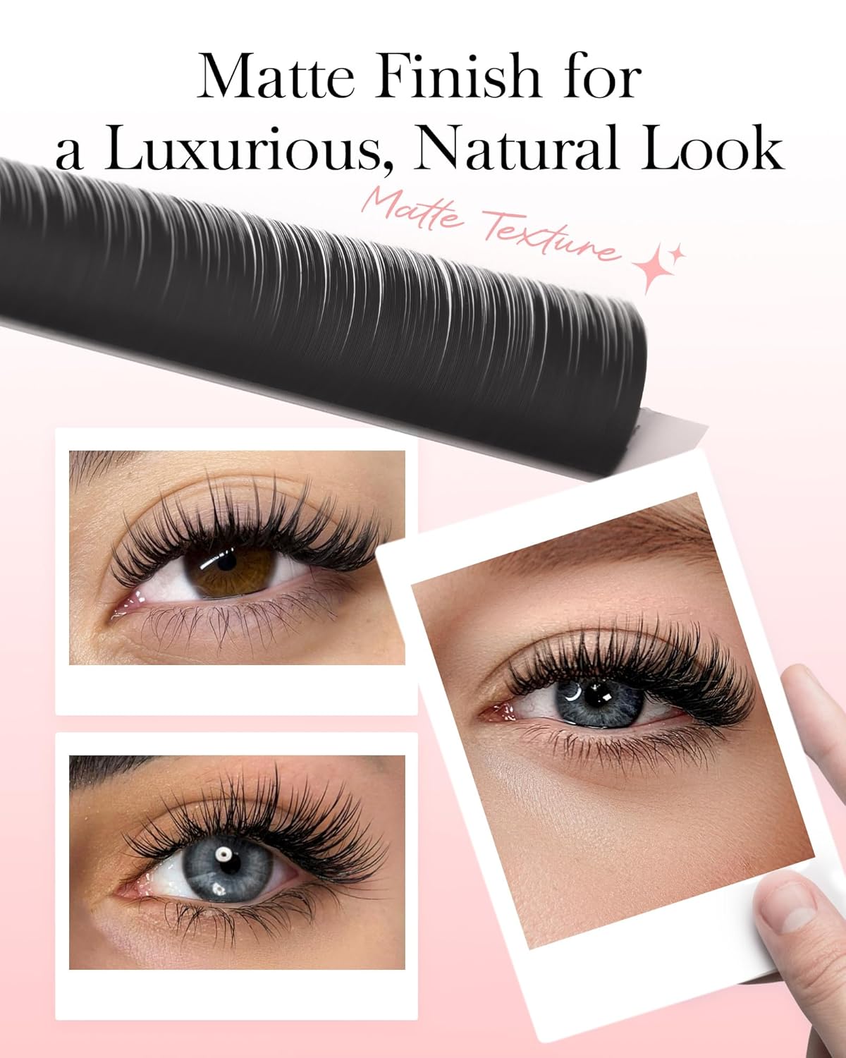 BEYELIAN Flat Eyelash Extension, Ellipse Lash Extensions 0.20 C Curl 13mm 16 Rows Matte Black Eyelash Extension Supplies Classic Lash Extensions Individual Eyelashes Salon Use