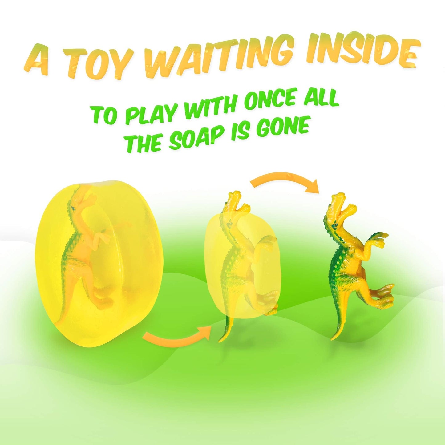 Relaxcation 1 Soap Bar For Kids with DINO Toy Inside - Natural Fresh LEMON Kids Soap - Clear Glycerin Safe For Skin - For Hand, Face and Body Wash - Handmade in USA - Glycerin Clear