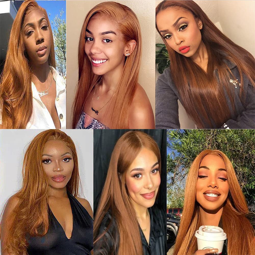 Light Brown Straight Bundles Color #30 Human Hair Straight Weave Bundles 8a Grade Double Weft Brazilian Remy Hair Extensions Soft and Silky for Black Women (20 20 20 Inch 3 Bundles)
