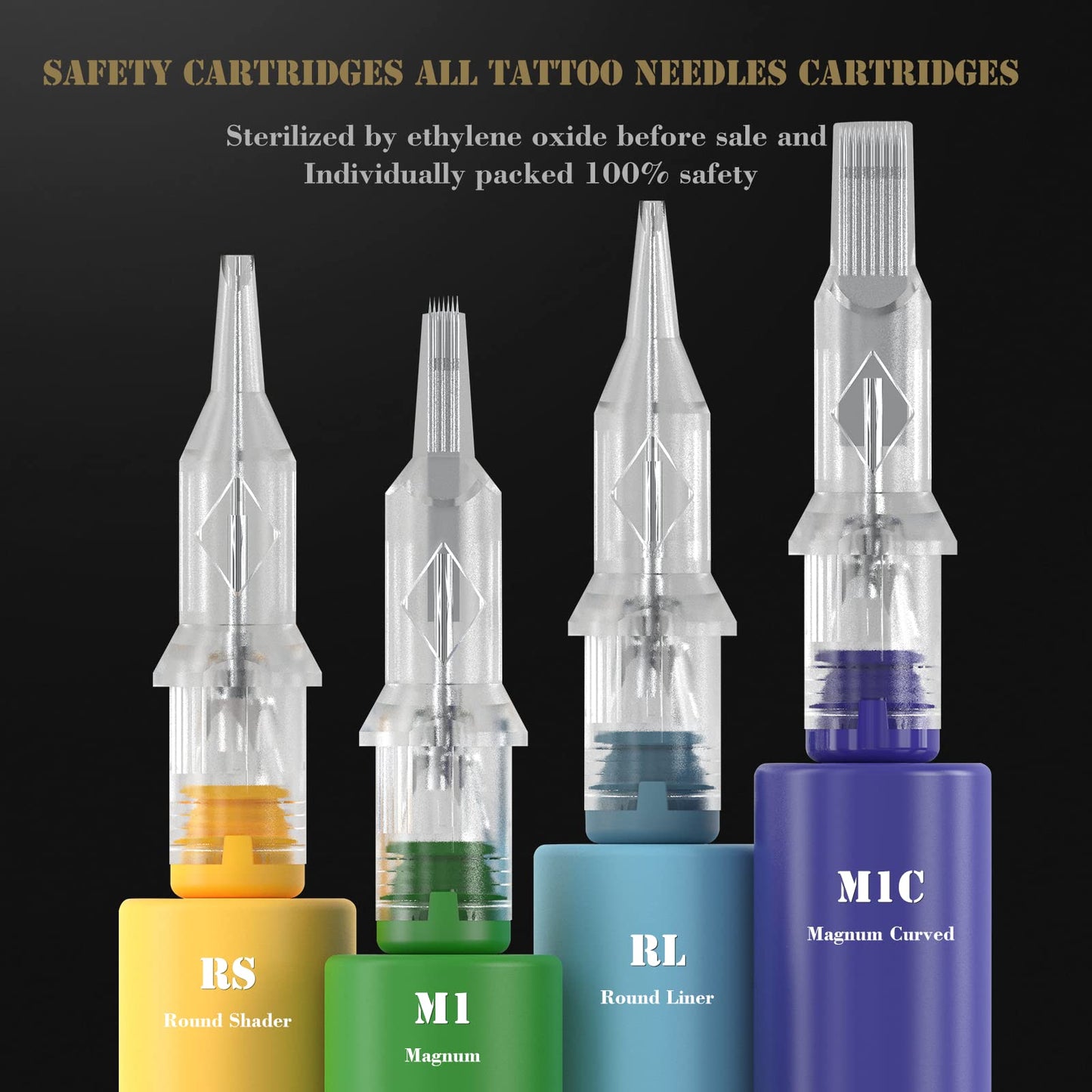 INKin Tattoo Cartridge Needles 1211RS 20Pcs #12 Standard Disposable Tattoo Needles 11 Round Shader for Beginners and Artists (Winall)