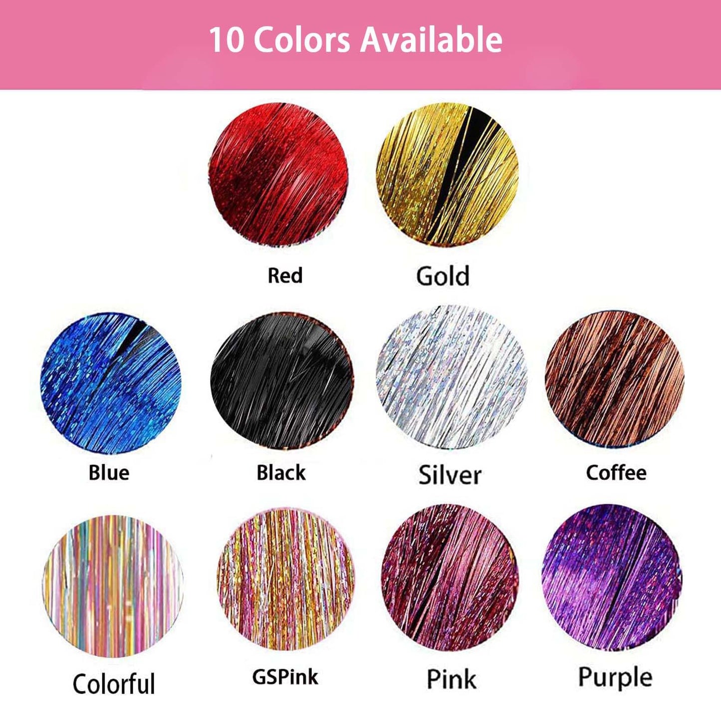 Hair Tinsel Clip in Tinsel Hair Extensions Purple Fairy Glitter Hair Tinsel Kit for Women Heat Resistant 21.5In 6Pcs Festival Hair Accessories for Party, Christmas, New Year, Halloween, Cosplay