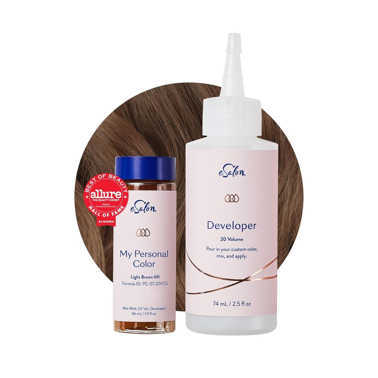 eSalon Permanent Hair Color & Hair Dye - Light Brown - Professional-Grade Ammonia-Free Personal Colorist for Up To 100% Gray Coverage on All Hair Types