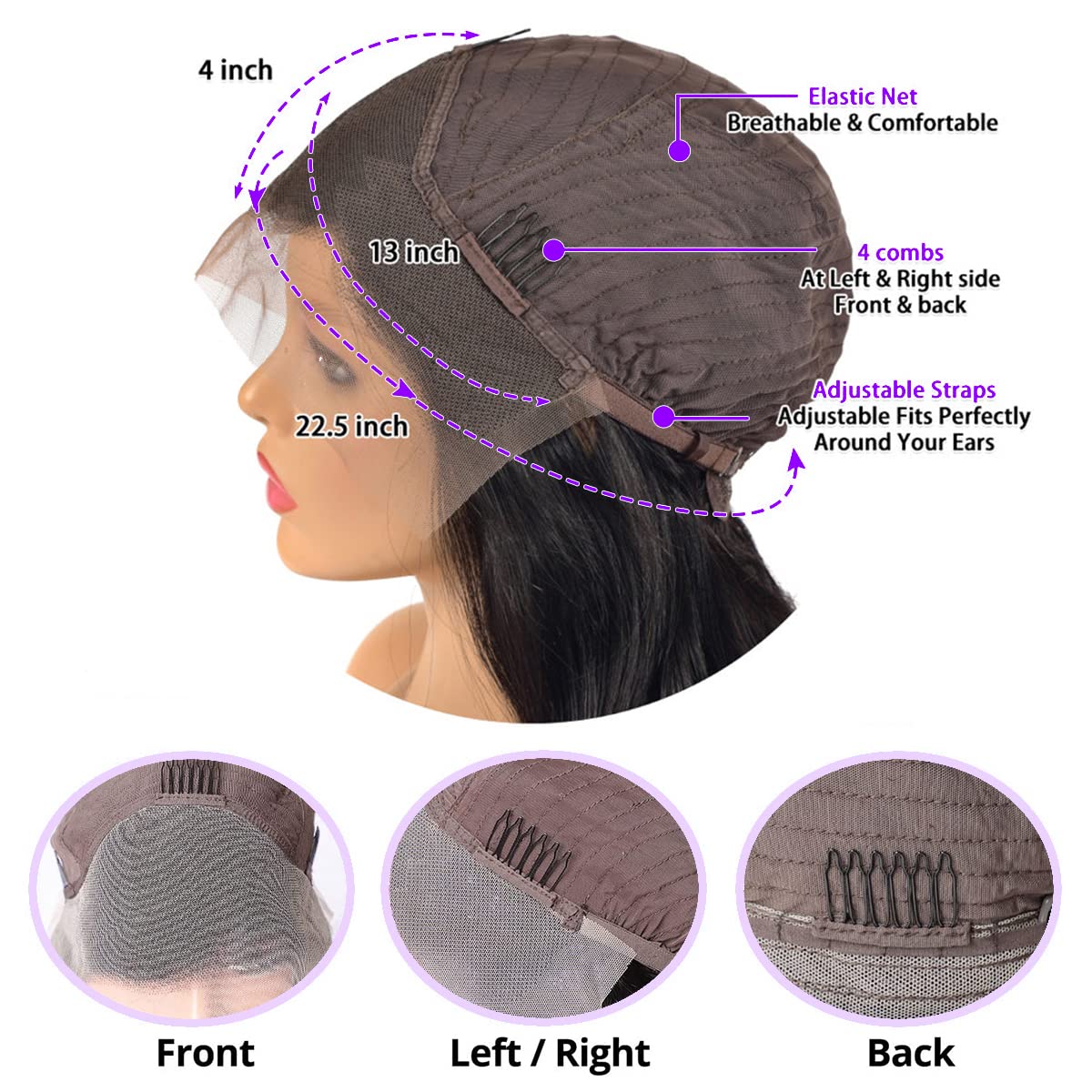 SUNKASA 18 Inch Lace Front Wig Human Hair Body Wave Wigs for Black Women HD 13x4 Lace Frontal Glueless Wigs Human Hair Pre Plucked With Baby Hair Natural Color