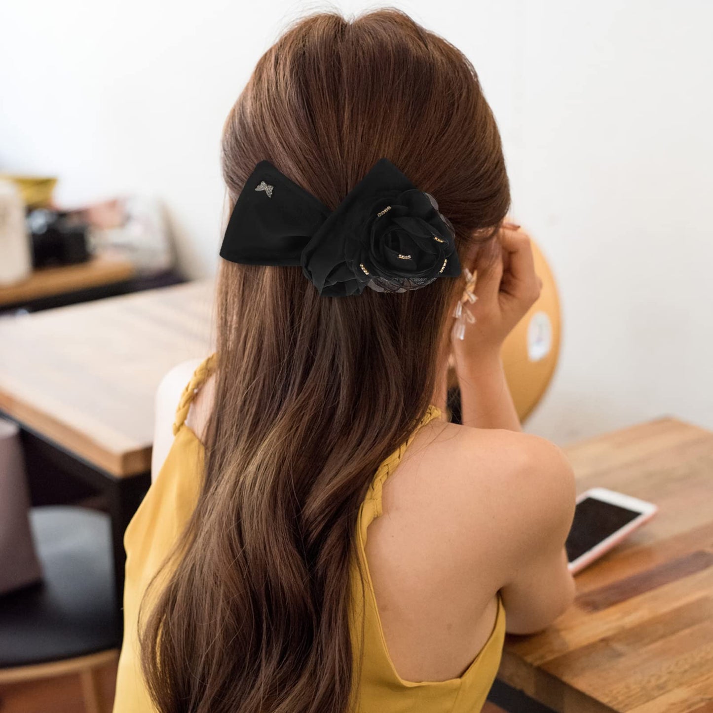 KALLORY flower fabric hair accessories flower hair clips for women hair bun clip hair ribbons hair donut bun maker deft bun for hair lazy hair curler hair bun maker big flower woman former
