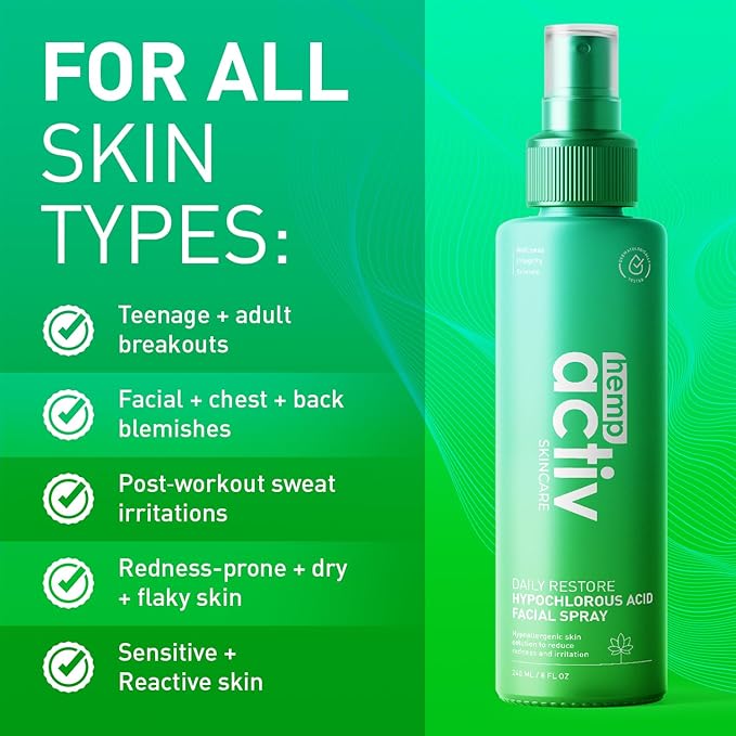 Hypochlorous Acid Spray for All Skin Types – Calm, Hydrate + Soothe – Daily Toner – Pure Unscented, 8 Fl Oz