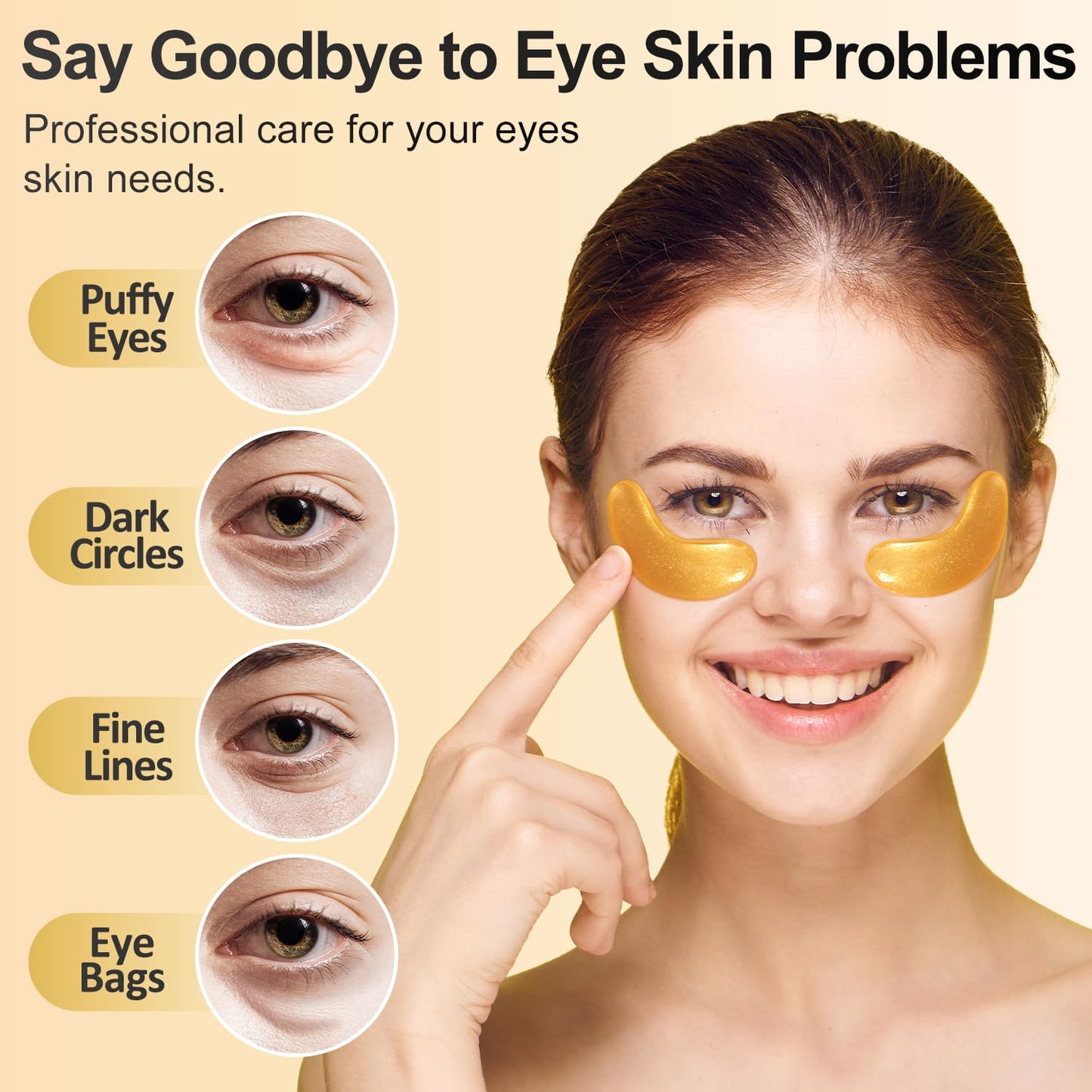 Tibobo Under Eye Patches (24 Pairs) - 24K Gold Eye Masks Enriched with Abundant Collagen | Diminish Dark Circles and Puffiness | Anti-Aging, Smooth Fine Line, Nourish Skin - Christmas Gifts for Women