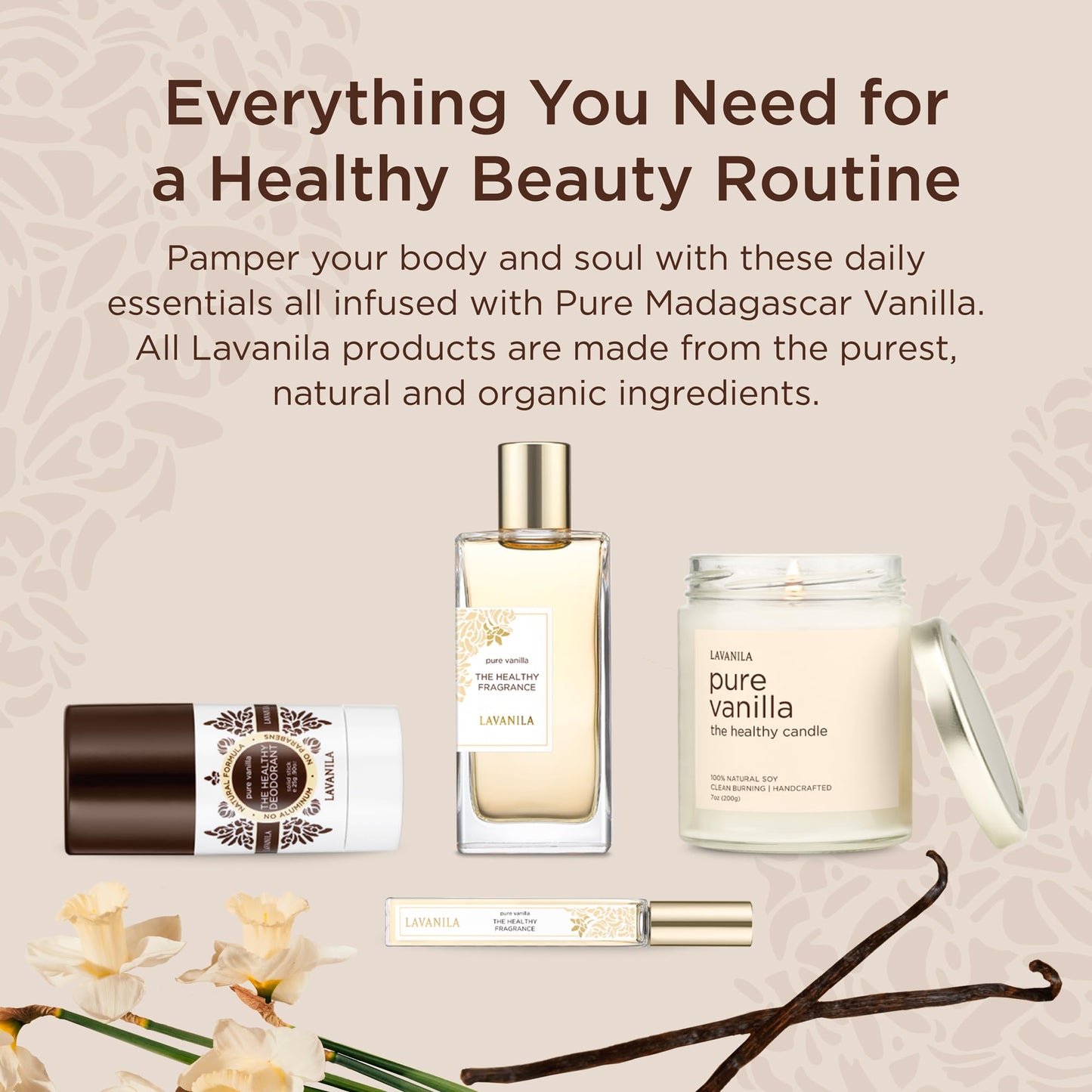 Lavanila Pure Vanilla Perfume Set for Women, 3.4oz + Roller-Ball - Pure Madagascar Vanilla & Creamy Tonka Bean, The Healthy Fragrance, Clean and Natural