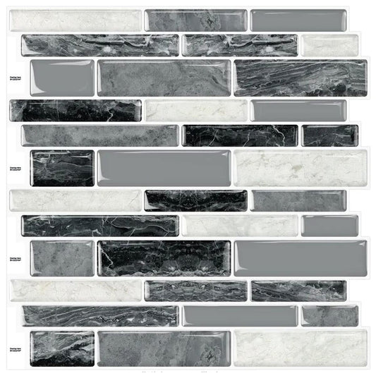 DEWOO Peel and Stick Backsplash 3D Self Adhesive Wall Tiles for Kitchen Bathroom,Marble Gray (10-Sheet, 12"×12")