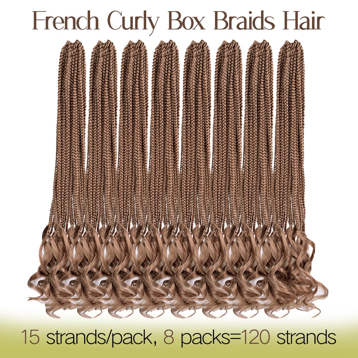 French Curly Crochet Braids Hair 8pack Loose Wavy Pre Stretched 27# Synthetic Spiral Curly Crochet Braids 24Inch Synthetic French Curly box braids Hair With Curly Ends (24 Inch,8 Packs,27#)