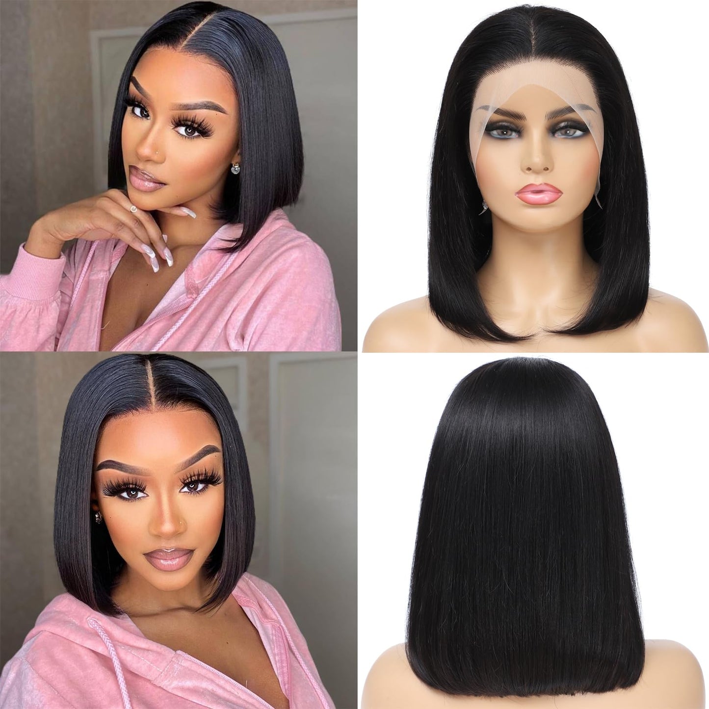 LYOLKSER hair bob wig human hair glueless wigs human hair pre plucked 13x4 lace front wigs human hair 12 inch indian remy straight hair wigs short bob wigs human hair