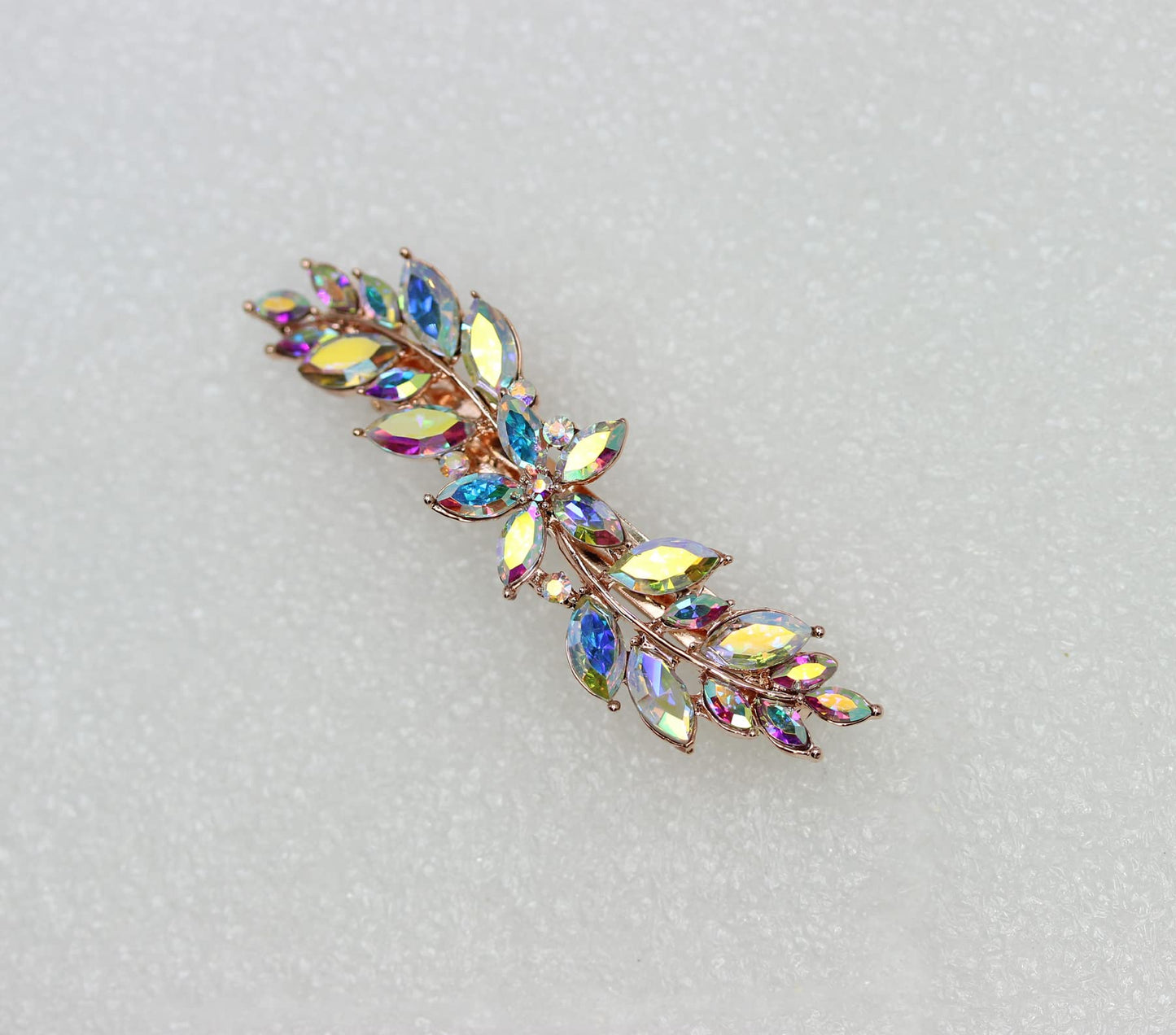 Faship Multicolors AB Rhinestone Crystal Small Floral Hair Barrette Clip