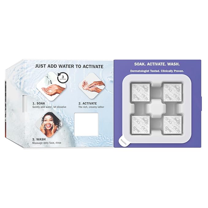 Olay Cleansing Melts + Retinol Face Cleanser, 64 ct. total (2 x 32 ct.), Water-Activated Face Wash to Clean, Tone, and Refresh
