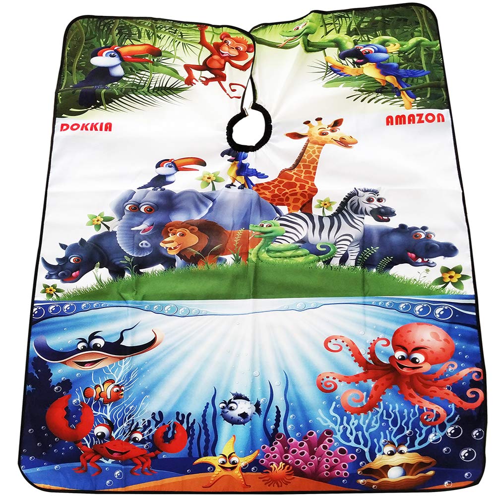 LEONAL Kids Children Boys Girls Barber Cutting Cape Hairdressing Salon Hair Styling Cloth Apron Cover Gown (41"×47", ANIMAL SEA WORLD KIDS CHILDREN)