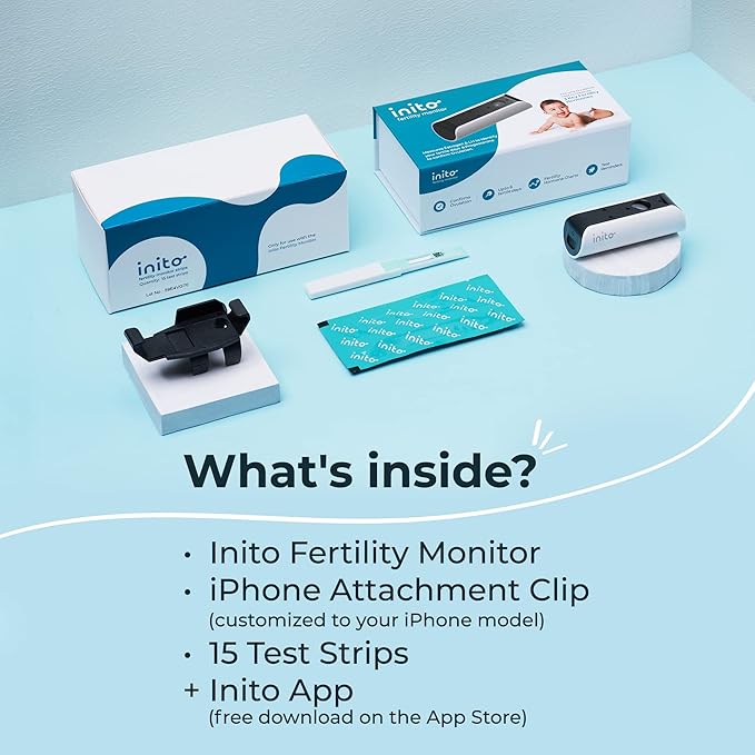 Inito Fertility Monitor & Hormone Tracker for Women | Estrogen, LH, PdG (Urine Metabolite of progesterone), FSH | Track and Confirm Ovulation | Includes 15 Test Strips (iPhone 16 Plus)