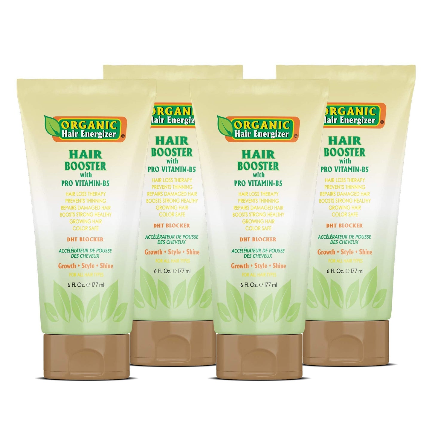 Organic Hair Energizer Pro Vitamin-B5 Hair Growth Booster, 6 fl oz (Pack of 4) DHT-Blocker, Sulfate-Free & Paraben-Free - for Thinning & Receding Hair - Color Safe for Men, Women & Teens
