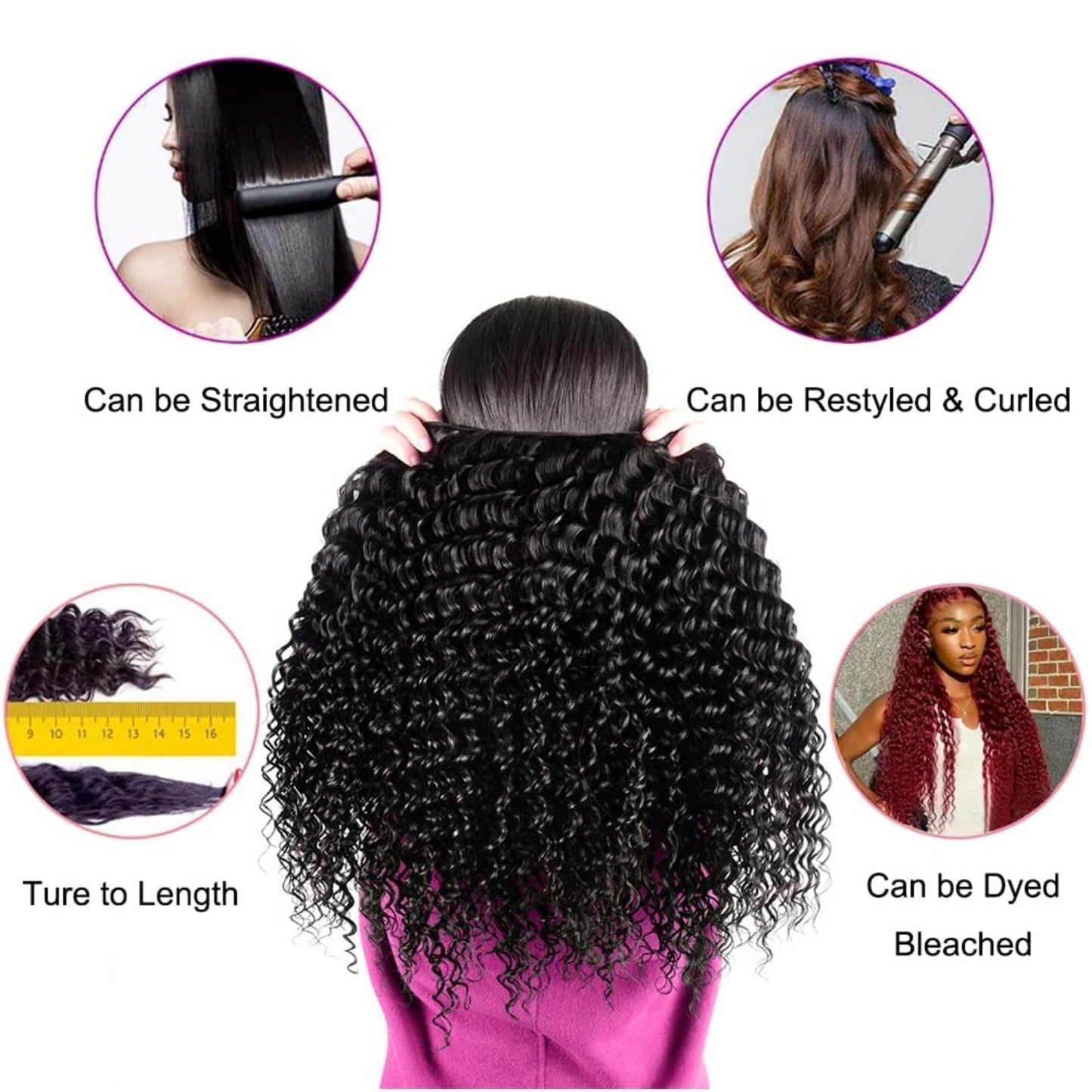 Deep Wave Human Hair Bundles 10A Brazilian Virgin Human Hair Bundles 20 22 24 Inch Wet and Wavy Curly Bundles Human Hair Extensions for Black Women Natural Color