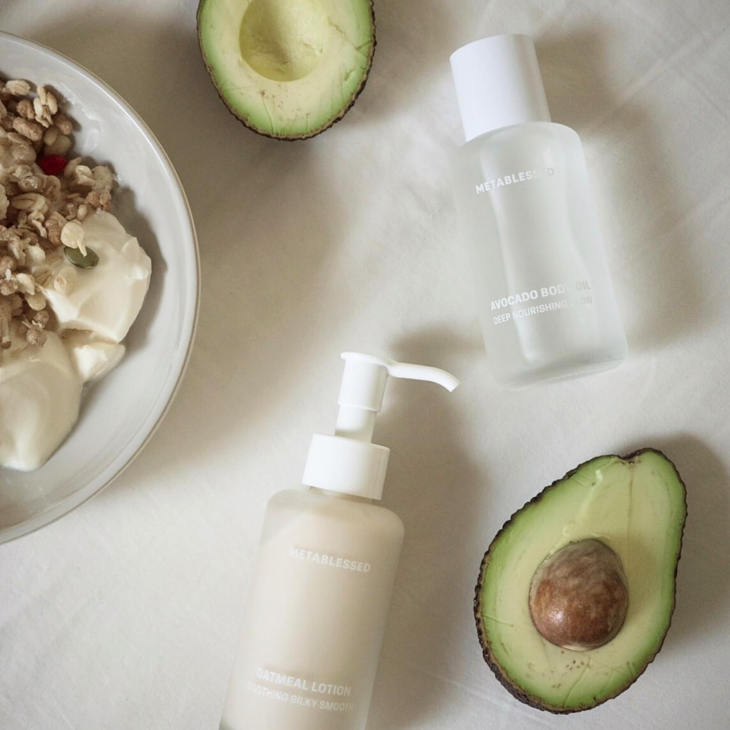 METABLESSED Superfood Skincare Bundle | Organic Oatmeal Lotion & Avocado Dry Body Oil - Sensitive Skin Friendly, Plant Based Clean Beauty