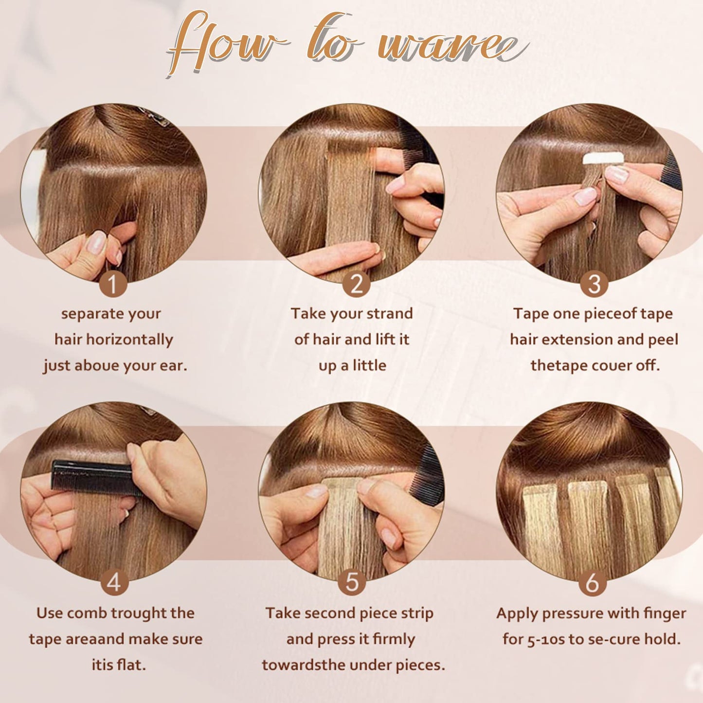 Tape in Hair Extensions Human Hair 4/27 Highlight Brown Straight Tape in Human Hair Extensions Adhesive Glue on Premium Quality Silky Invisible Seamless Skin Weft 22 inches 20pcs 50g/pack