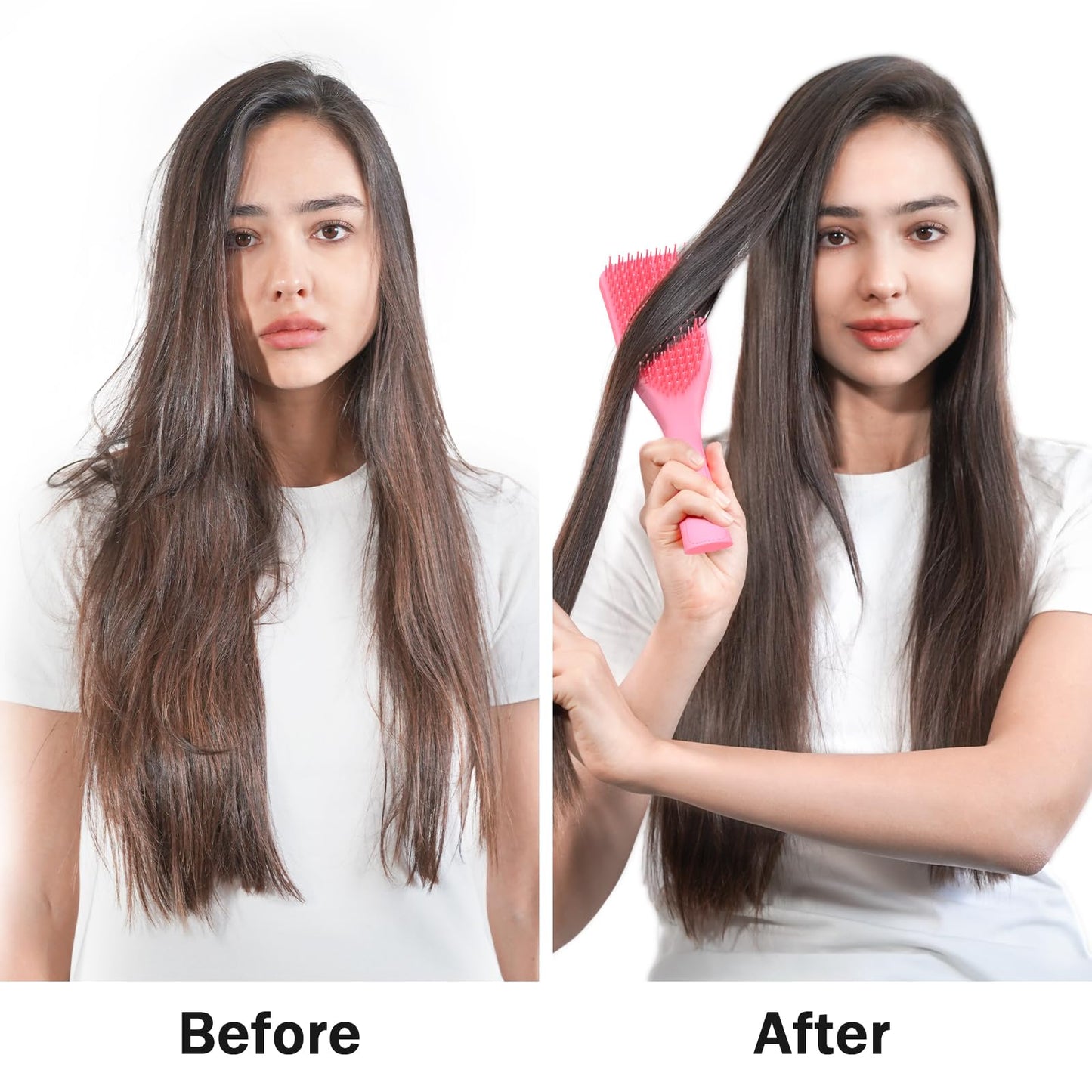 SHINLEA No Tangle Detangler Hair Brush for Wet & Dry Hair, Wave-shaped Soft Bristle Hairbrush for Reduces Breakage, Lightweight Travel Brush Detangling All Hair Types, Pink