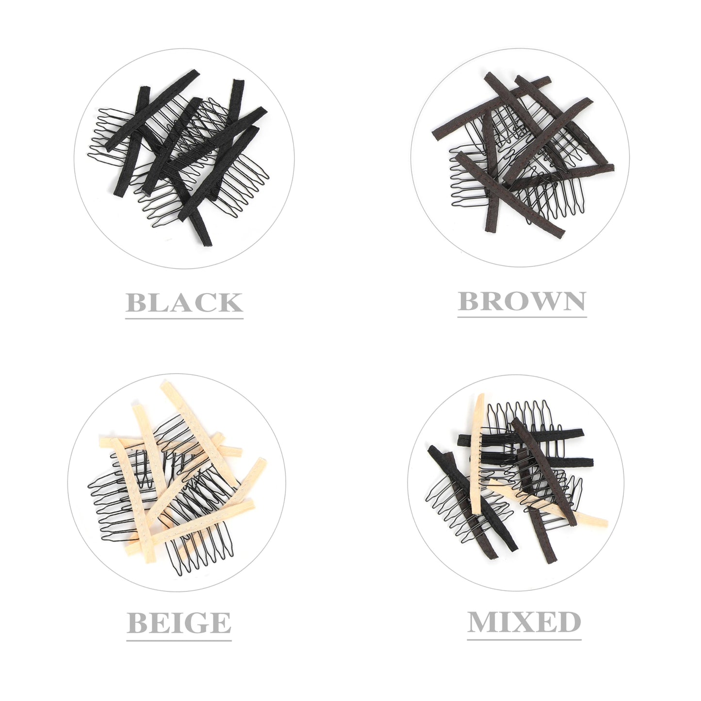 JIUSERLU 20 Pieces Wig Combs, 7-teeth Wig Clips to Secure Wig, Wig Accessories Tools For Making Wig Caps, Black (20 Pcs)
