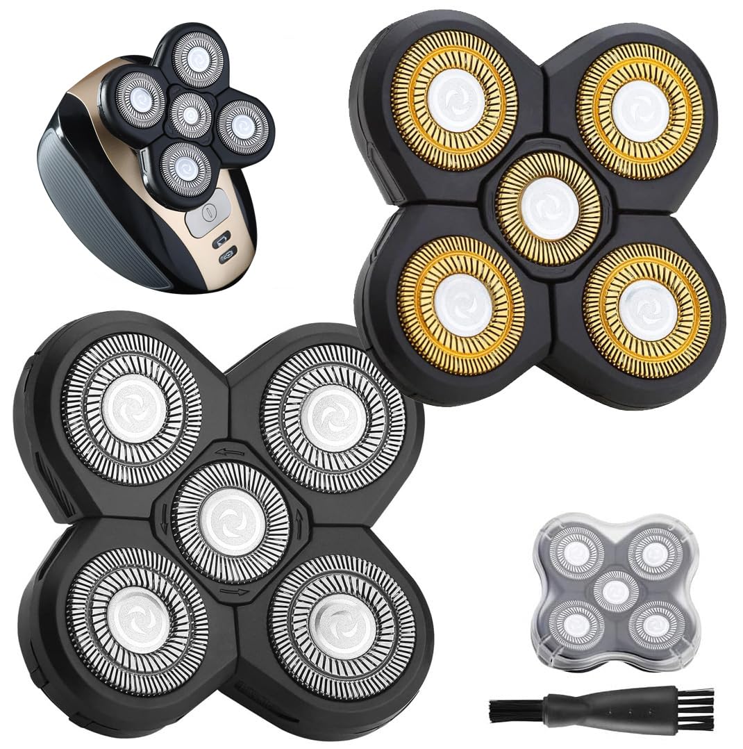 FOXSONIC 2 Universal 5 Blades Head Shaver Replacement Heads for Head Shaver, Head Shaver Replacement Blades